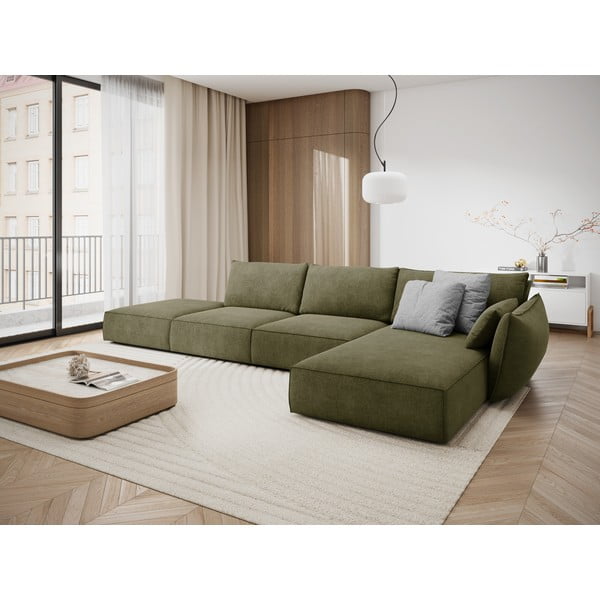Zelená rohová pohovka (pravý roh) Vanda – Mazzini Sofas-image-1