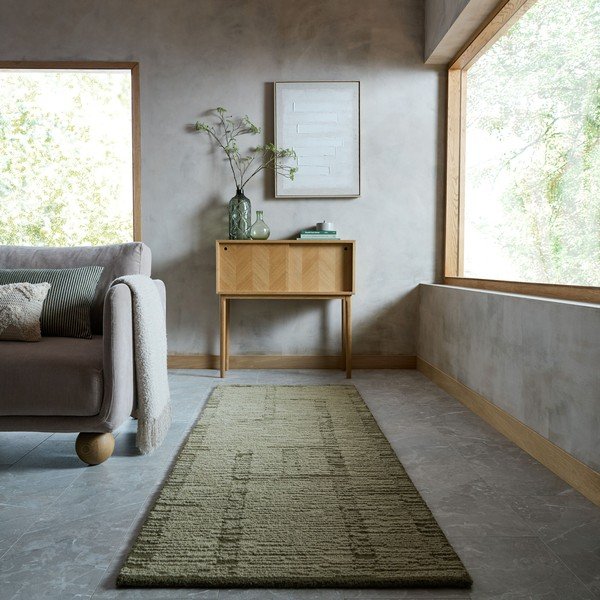 Zelený ručně tkaný vlněný běhoun 80x230 cm Harris Modula Wool – Flair Rugs-image-1