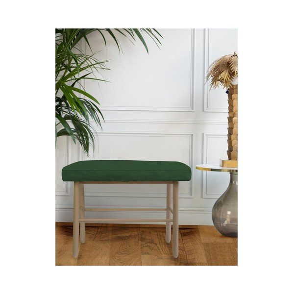Stolička z borovicového dřeva s tmavě zeleným sametovým potahem Velvet Atelier-image-1