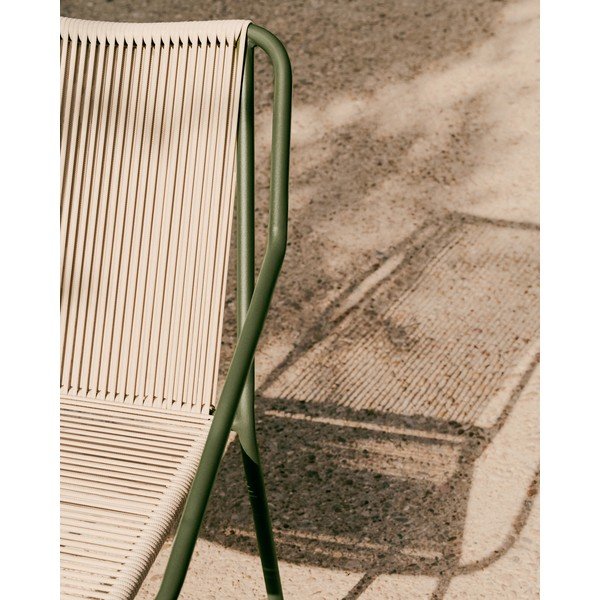 Tmavě zelená/béžová kovová zahradní židle Zivia – Kave Home-image-3