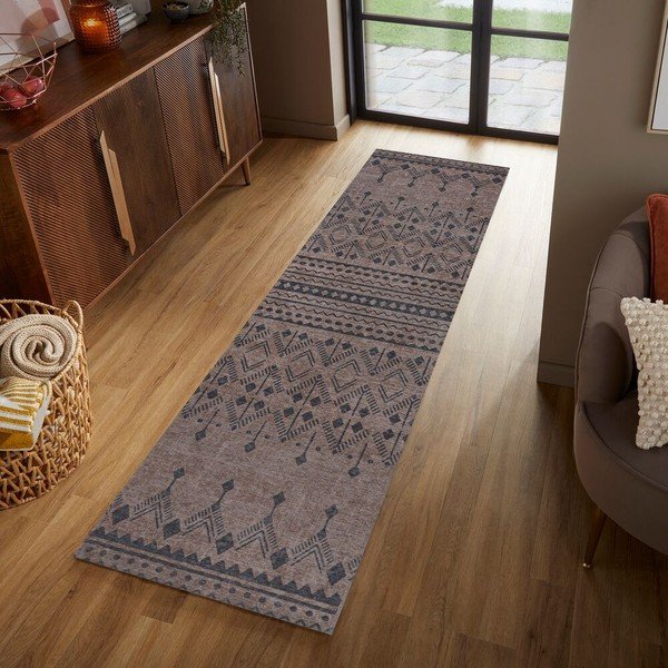 Hnědý pratelný koberec běhoun 57x230 cm MATCH NIKO JUTE LOOK – Flair Rugs-image-1