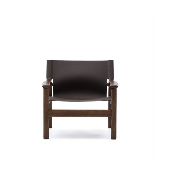 Tmavě hnědé kožené křeslo Jan – Kave Home-image-2