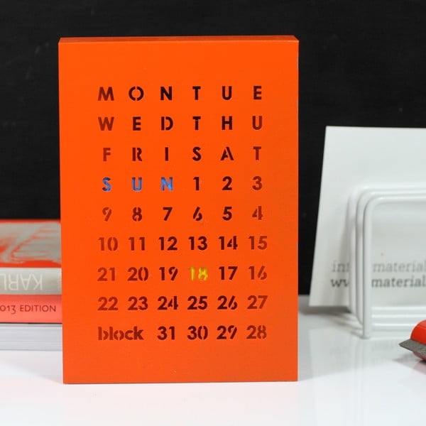 Magnetický kalendář na stůl Perpetual Calendar, oranžový