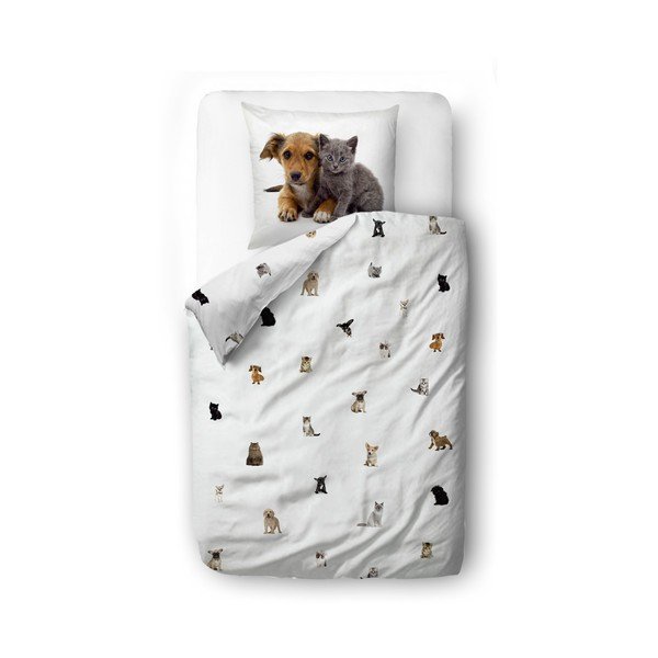 Bílé dětské povlečení do postýlky z bavlněného saténu 100x130 cm The Cutest Ones – Butter Kings