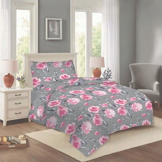 Růžovo-šedé bavlněné povlečení na jednolůžko 140x200 cm Dana – Cotton House