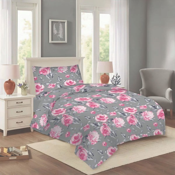 Růžovo-šedé bavlněné povlečení na jednolůžko 140x200 cm Dana – Cotton House