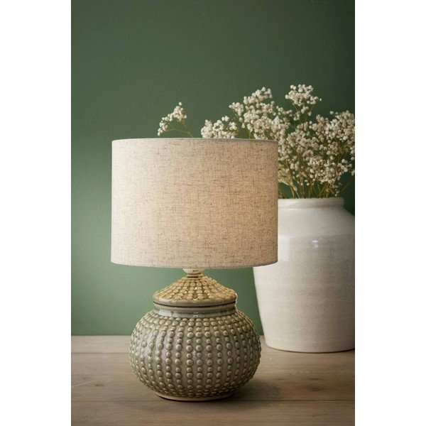 Šedá/béžová lněná stolní lampa (výška 39 cm) Niko – Ellos Home-image-1