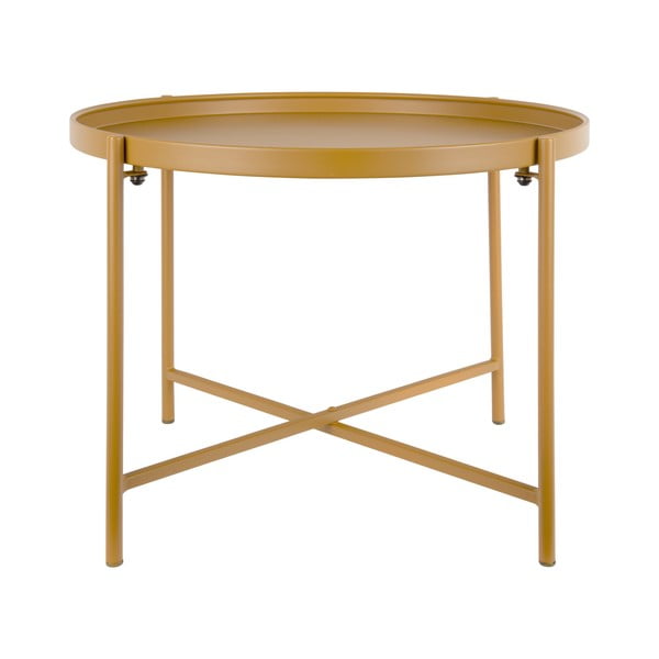 Okrově žlutý kovový kulatý konferenční stolek ø 50 cm Meseta  – Leitmotiv-image-3