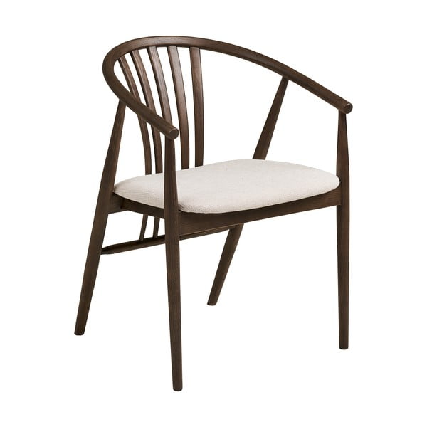 Tmavě hnědá jídelní židle s područkami z dubového dřeva Agustin – House Nordic