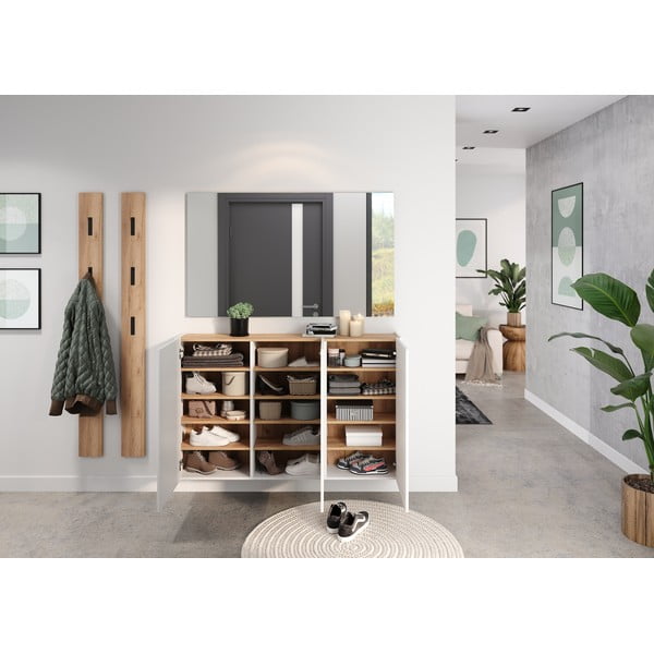 Bílá závěsná skříňka v dekoru dubu 138x87x25 cm Libbiano – Germania-image-1