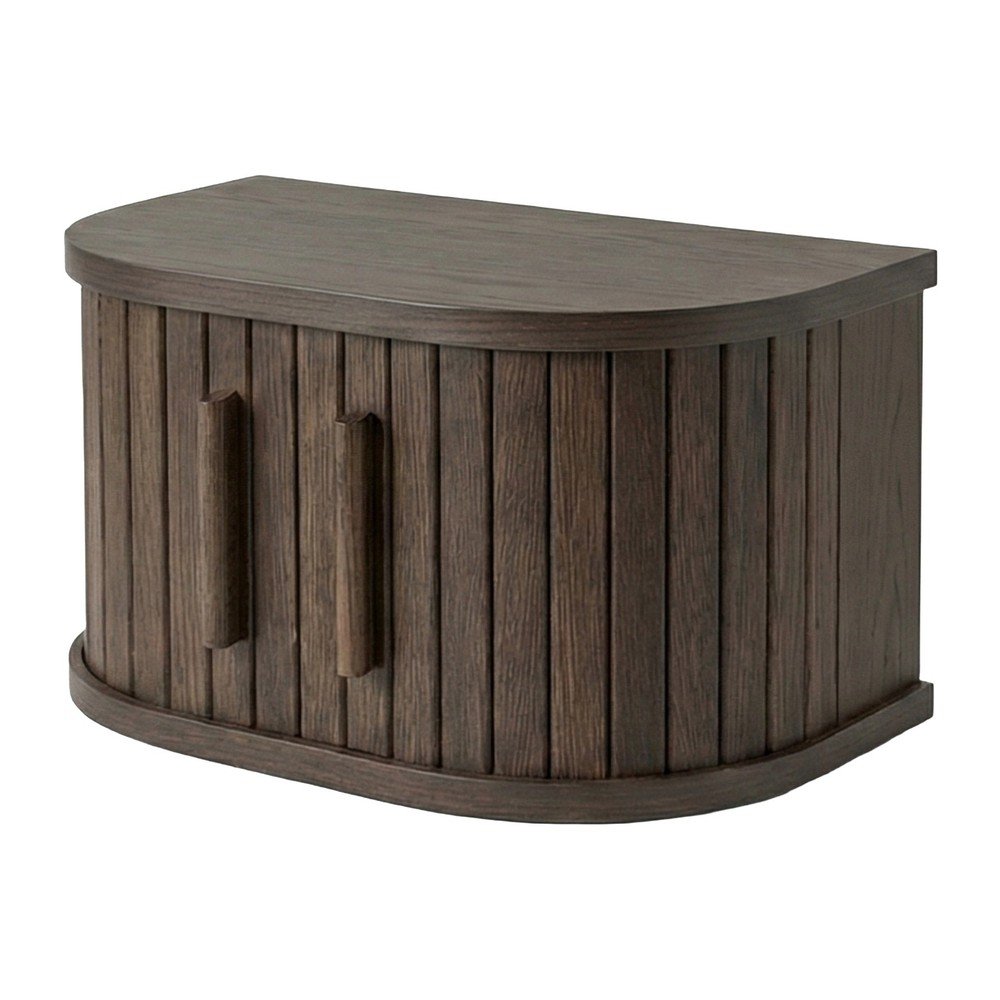 Závěsný/s poličkami noční stolek v dekoru dubu v tmavě přírodní barvě Meta – Unique Furniture
