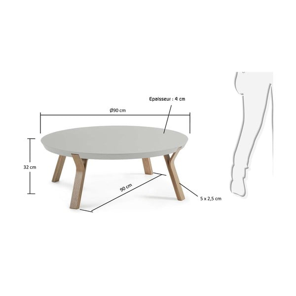 Světle šedý konferenční stolek Kave Home Solid, Ø 90 cm-image-2
