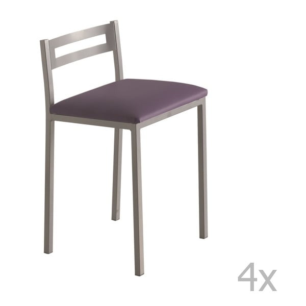 Sada 4 nízkých fialových barových židlí Pondecor Elias