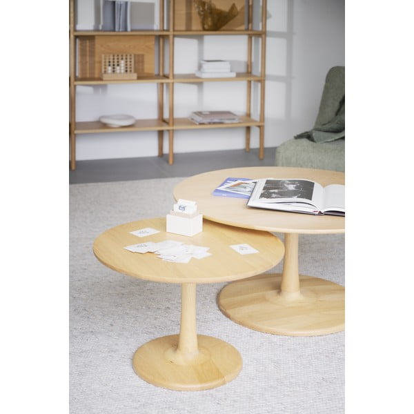 Kulatý konferenční stolek v dekoru dubu v přírodní barvě 90x90 cm Hobart – Rowico-image-2