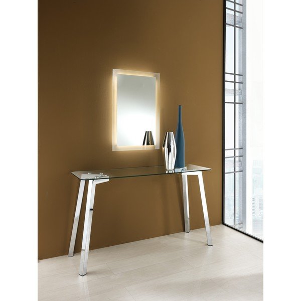Konzolový stolek se skleněnou deskou ve stříbrné barvě 40x125 cm Kirk – Tomasucci-image-1