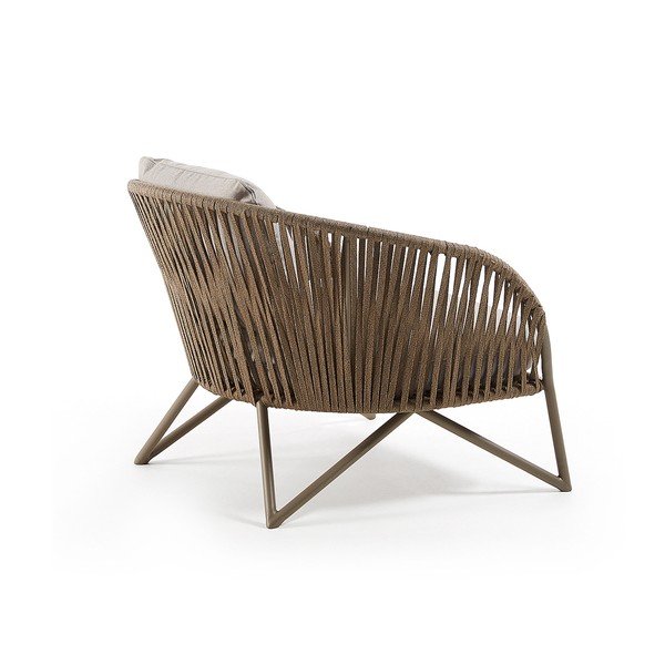 Světle šedé/hnědé kovové zahradní křeslo Branzie – Kave Home-image-3