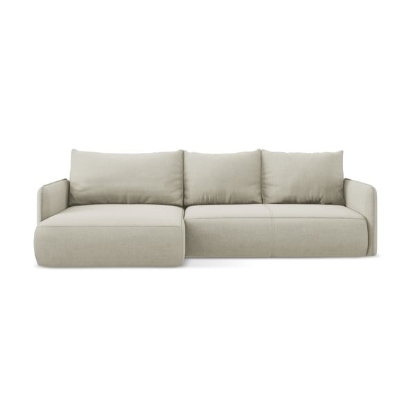 Krémová rozkládací/s úložným prostorem rohová pohovka (levý roh/s lenoškou) Nanea - II. jakost – Makamii