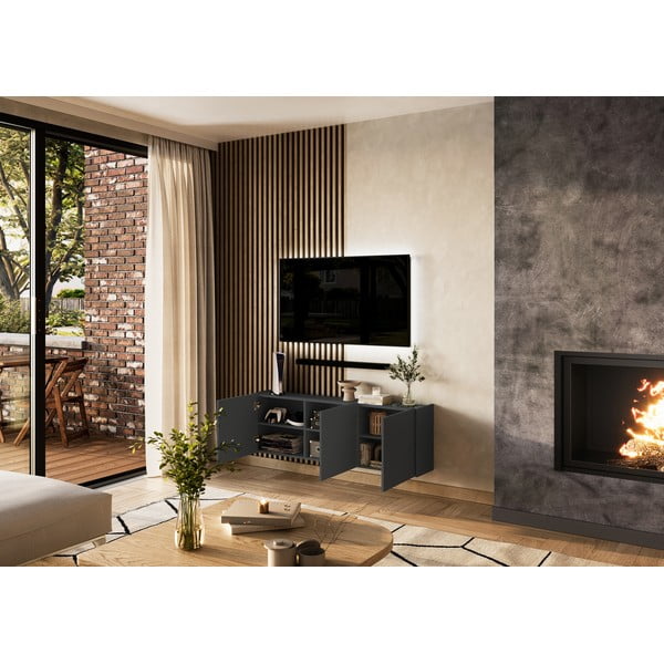 Antracitový TV stolek 138x45 cm Piana – Germania-image-1