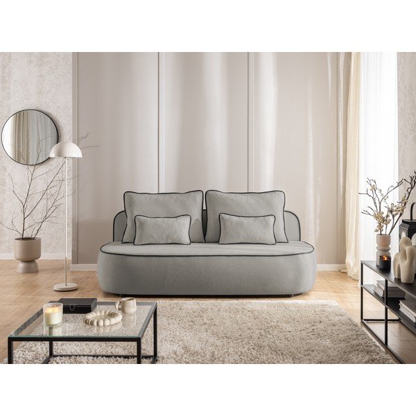 Černá/šedá sametová rozkládací/s úložným prostorem pohovka 210 cm Saga – Ropez-image-3