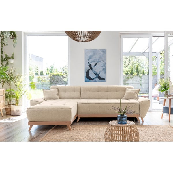 Béžová rozkládací variabilní rohová pohovka Miuform Dazzling Daisy-image-1