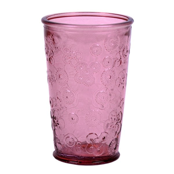 Růžová sklenice z recyklovaného skla Ego Dekor Flora, 300 ml