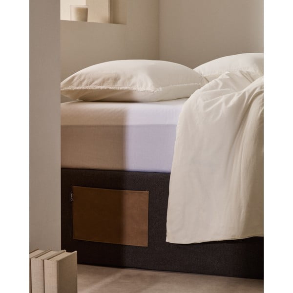 Černá čalouněná dvoulůžková postel s úložným prostorem 160x200 cm Matters – Kave Home-image-2