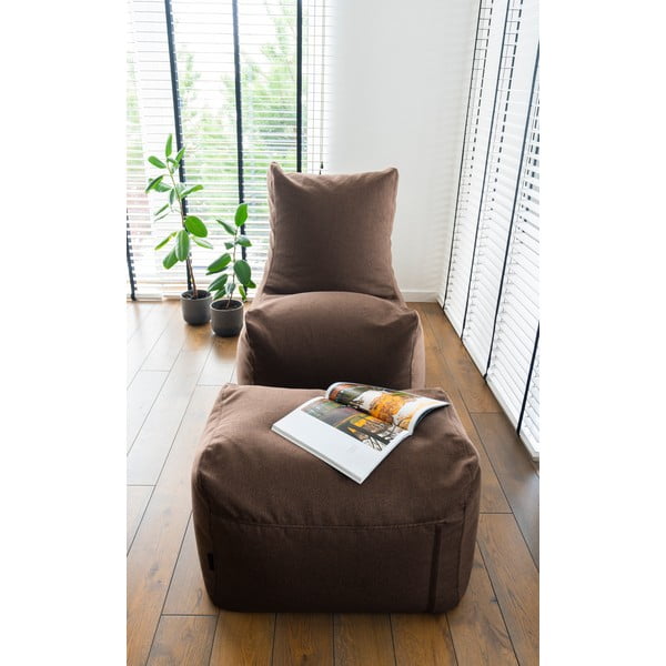Hnědý sedací vak z textilie bouclé Plus 70 Lounge – SLOWDOWN-image-1