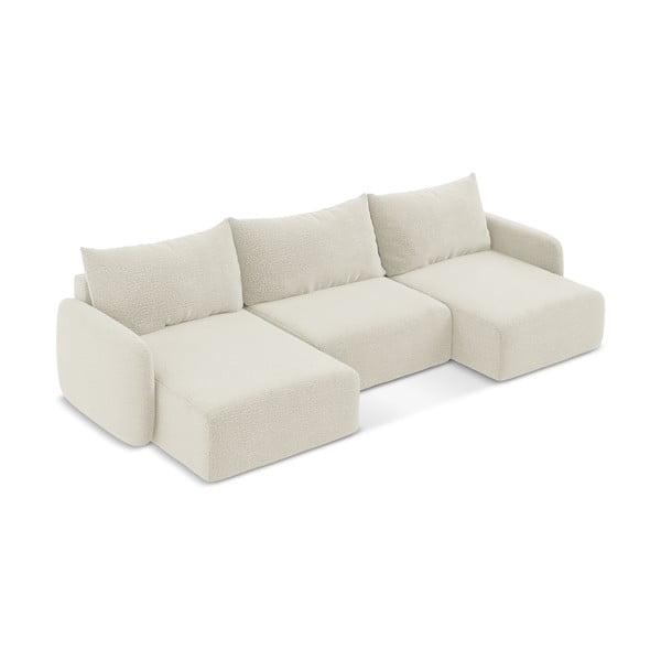 Krémová rozkládací/s úložným prostorem rohová pohovka Kalena – Makamii-image-2