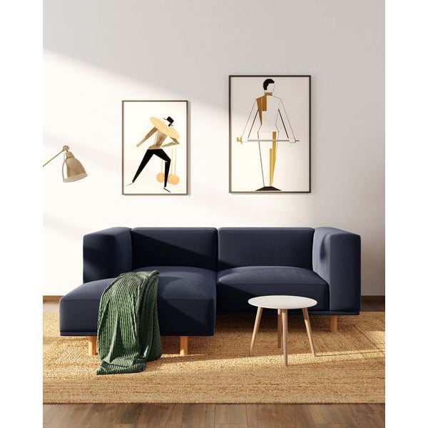 Tmavě modrá sametová rohová pohovka (levý roh) Kukumo – Ame Yens-image-3