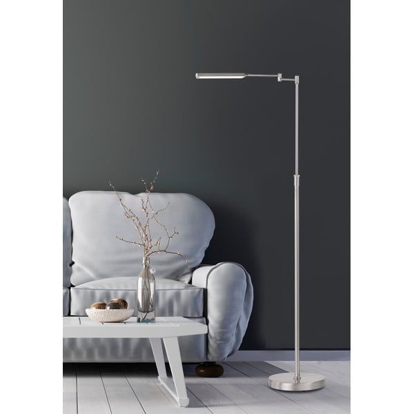 LED stojací lampa ve stříbrné barvě s kovovým stínidlem (výška 130 cm) Nami – Fischer & Honsel-image-1