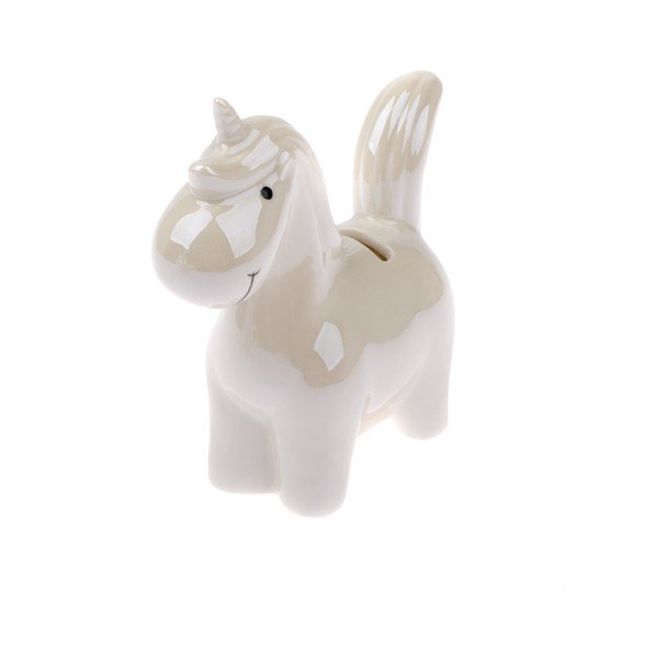 Bílá porcelánová dekorace ve tvaru jednorožce Dakls Unicorn, výška 14,2 cm