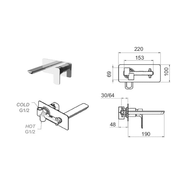 Matně černá podomítková umyvadlová baterie (1 výstup) Spy – Sapho-image-2