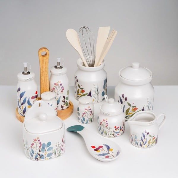 Dřevěná sada kuchyňského náčiní 4 ks se stojánkem Berries – Casa Selección-image-1