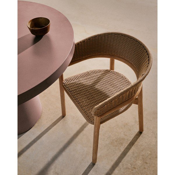 Dřevěná zahradní židle v přírodní barvě Arinella – Kave Home-image-1