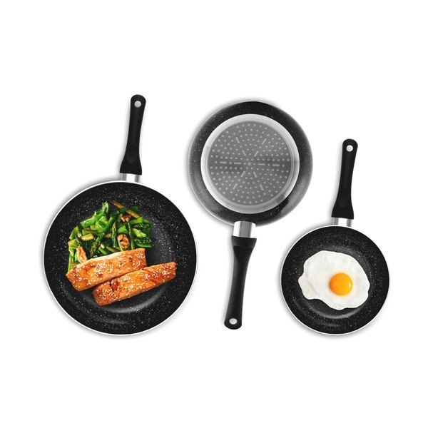 Sada 3 černých pánví InnovaGoods Stone-image-2