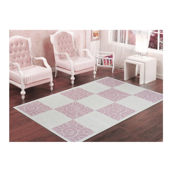 Pudrově růžový odolný koberec Vitaus Patchwrok Pudra, 80 x 300 cm