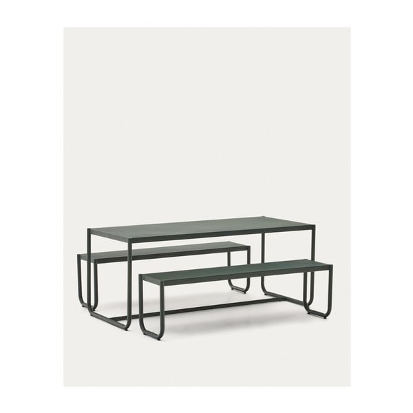 Tmavě zelený kovový zahradní jídelní set pro 4 Sotil – Kave Home-image-4