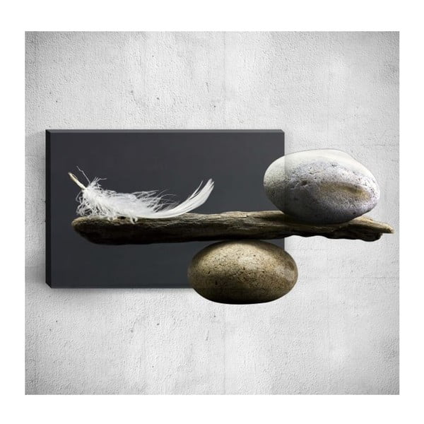Nástěnný 3D obraz Mosticx Feather With Pebbles, 40 x 60 cm