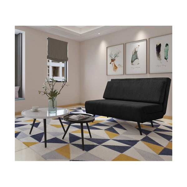 Antracitová manšestrová rozkládací pohovka 140 cm Mallory – Støraa-image-3