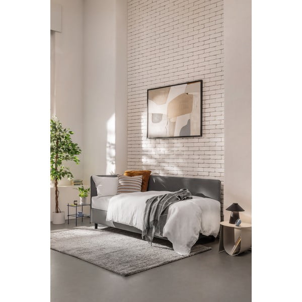 Šedá čalouněná jednolůžková postel s úložným prostorem s matrací 120x200 cm Avela – Bonami Selection-image-1