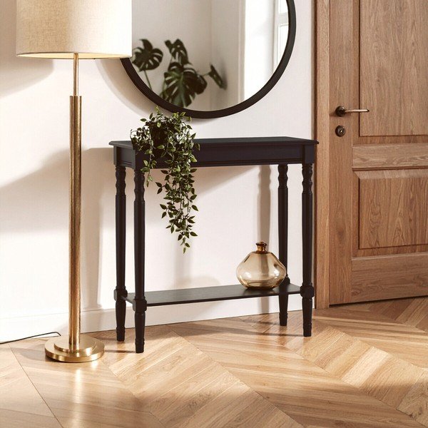 Černý konzolový stolek z borovicového dřeva 30x80 cm Heritage – Premier Housewares-image-3
