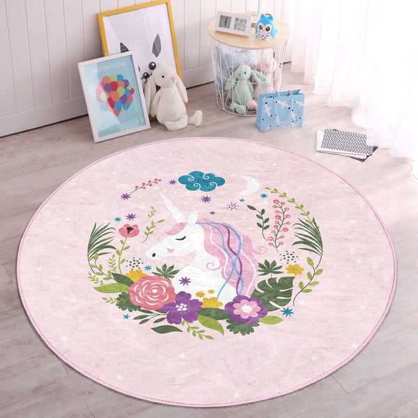 Růžový dětský koberec ø 120 cm Comfort – Mila Home-image-2