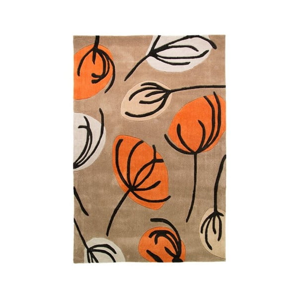 Koberec Fifties Floral 120x170 cm, oranžový