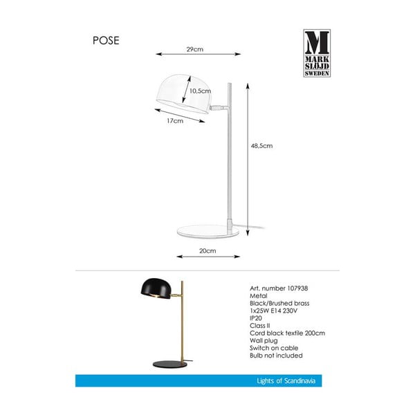 Černá stolní lampa se stojanem v měděné barvě Markslöjd Pose-image-2