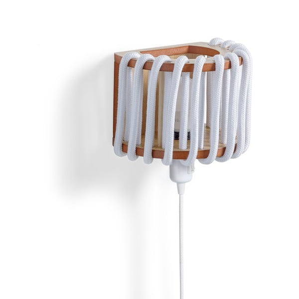 Bílá nástěnná lampa s dřevěnou konstrukcí EMKO Macaron, délka 20 cm-image-2