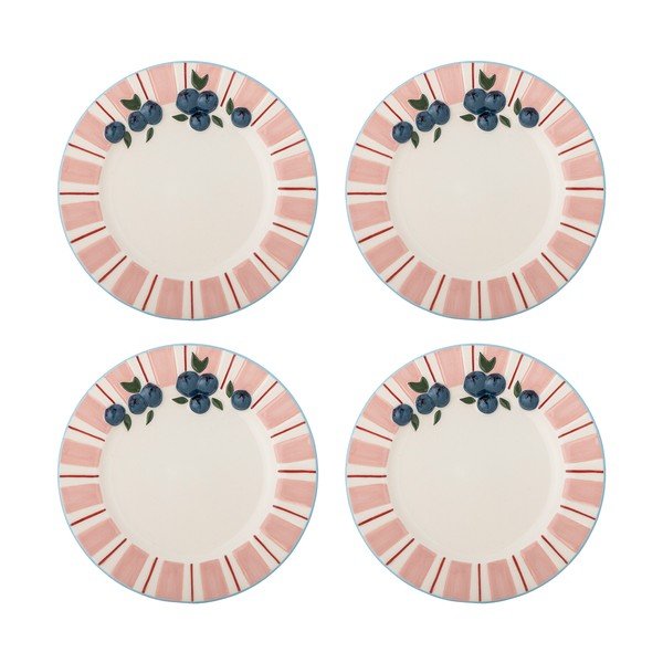 Růžové/krémové dezertní  talíře v sadě 4 ks z kameniny ø 20,5 cm Carry – Bloomingville