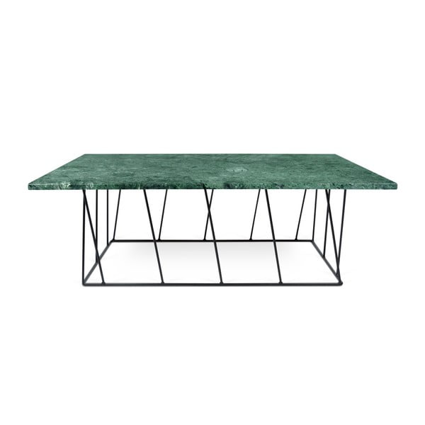 Zelený mramorový konferenční stolek s černými nohami TemaHome Helix, 75 x 120 cm