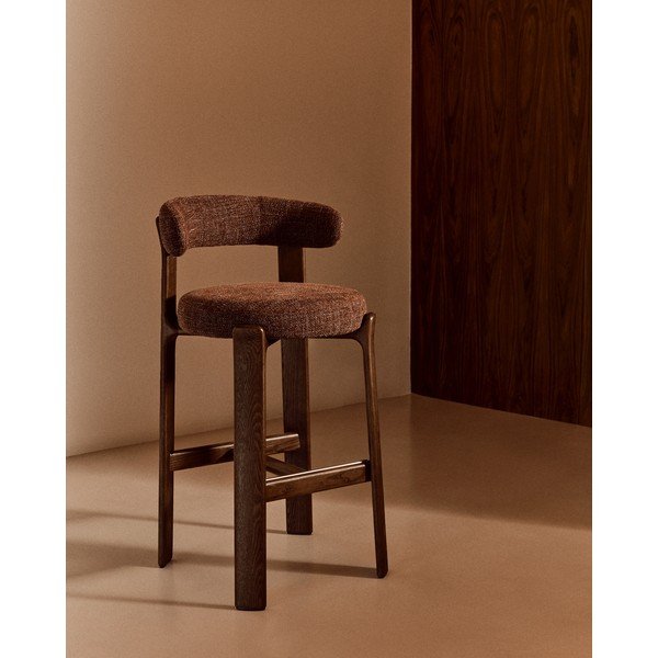 Hnědá/v tmavě přírodní barvě barová židle z jasanového dřeva (výška sedáku 75 cm) Granite – Kave Home-image-1