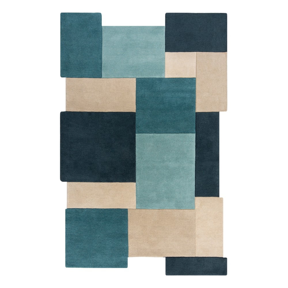 Modro-béžový vlněný koberec 240x150 cm Abstract Collage - Flair Rugs