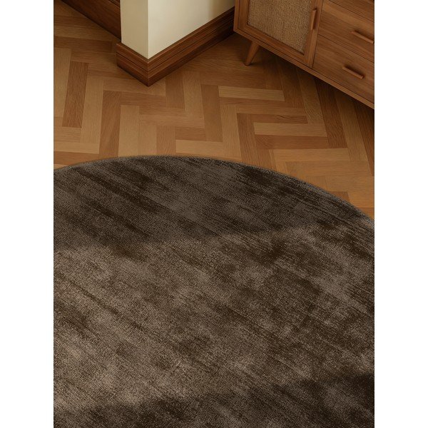 Hnědý ručně tkaný kulatý koberec z viskózy ø 150 cm Noemi – Vikosa-image-3